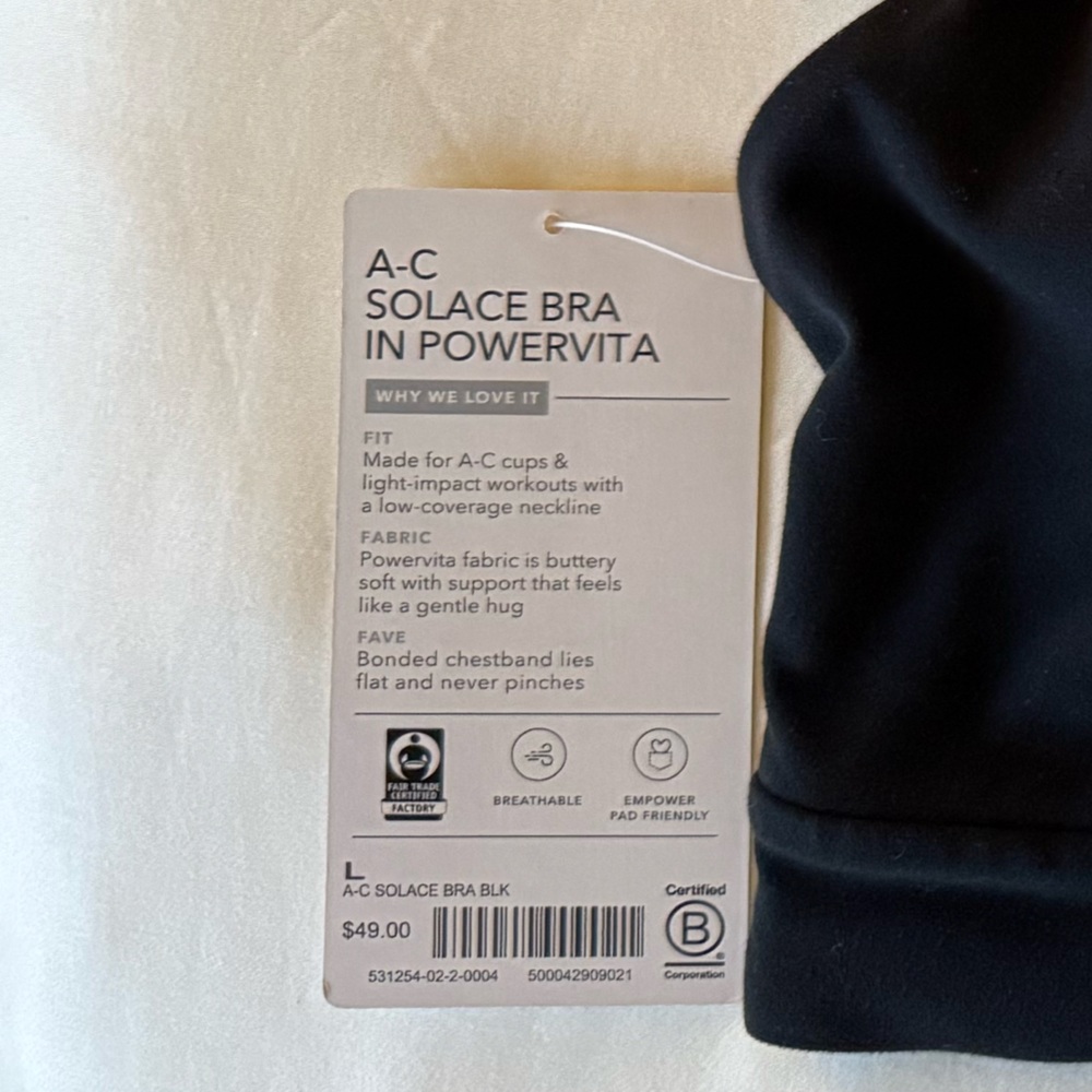 Athleta | Solace Bra Black Powervita NWT A-C - Picture 6 of 6
